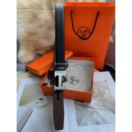 Hermes Double Side Calf Leather Automatic Steel Buckle 35mm Belt For Men