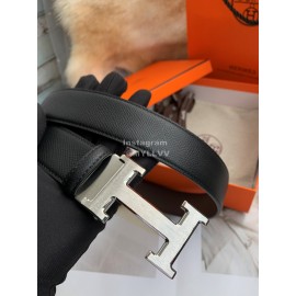 Hermes Double Side Calf Leather Automatic Steel Buckle 35mm Belt For Men