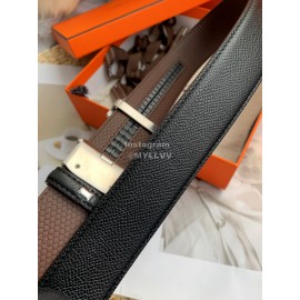 Hermes Double Side Calf Leather Automatic Steel Buckle 35mm Belt For Men