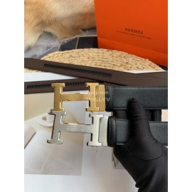 Hermes Double Side Calf Leather Automatic Steel Buckle 35mm Belt For Men