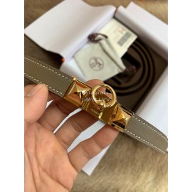 Hermes Calf Leather Stainless Steel Gold Buckle 18mm Kelly Belt Coffee