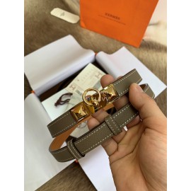 Hermes Calf Leather Stainless Steel Gold Buckle 18mm Kelly Belt Coffee