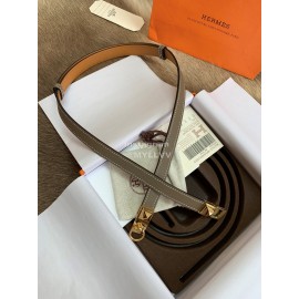 Hermes Calf Leather Stainless Steel Gold Buckle 18mm Kelly Belt Coffee