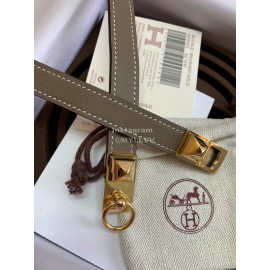 Hermes Calf Leather Stainless Steel Gold Buckle 18mm Kelly Belt Coffee