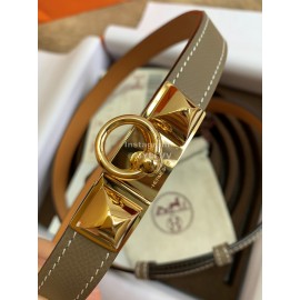 Hermes Calf Leather Stainless Steel Gold Buckle 18mm Kelly Belt Coffee