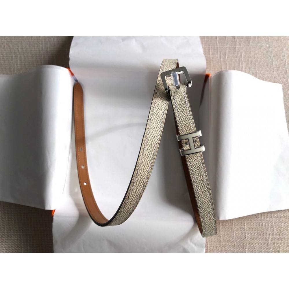 Hermes White Calf Leather Pin Buckle 15mm Belt For Women