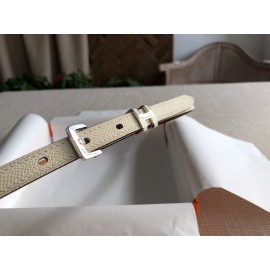 Hermes White Calf Leather Pin Buckle 15mm Belt For Women