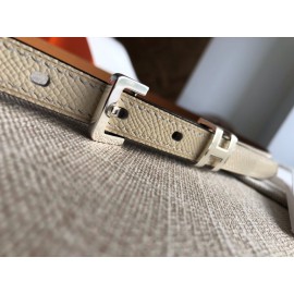 Hermes White Calf Leather Pin Buckle 15mm Belt For Women