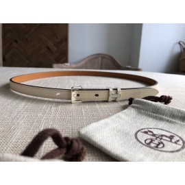 Hermes White Calf Leather Pin Buckle 15mm Belt For Women