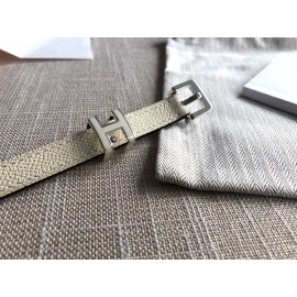 Hermes White Calf Leather Pin Buckle 15mm Belt For Women