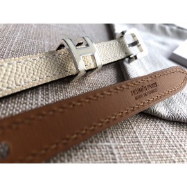 Hermes White Calf Leather Pin Buckle 15mm Belt For Women