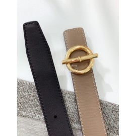 Hermes Soft Palm Calf Leather Pure Steel Buckle 24mm Belt For Women Coffee