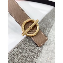 Hermes Soft Palm Calf Leather Pure Steel Buckle 24mm Belt For Women Coffee