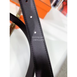 Hermes Soft Palm Calf Leather Pure Steel Buckle 24mm Belt For Women Coffee