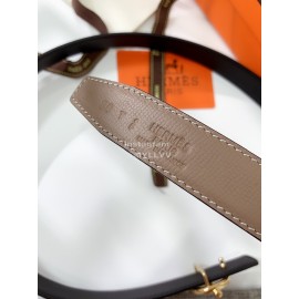 Hermes Soft Palm Calf Leather Pure Steel Buckle 24mm Belt For Women Coffee