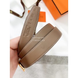 Hermes Soft Palm Calf Leather Pure Steel Buckle 24mm Belt For Women Coffee