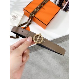 Hermes Soft Palm Calf Leather Pure Steel Buckle 24mm Belt For Women Coffee