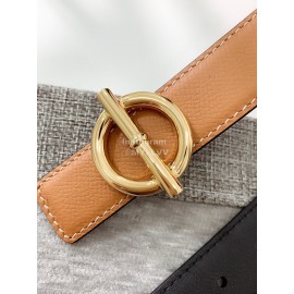 Hermes Soft Palm Calf Leather Pure Steel Buckle 24mm Belt For Women Brown