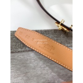 Hermes Soft Palm Calf Leather Pure Steel Buckle 24mm Belt For Women Brown