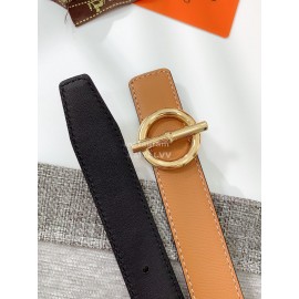 Hermes Soft Palm Calf Leather Pure Steel Buckle 24mm Belt For Women Brown