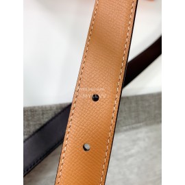 Hermes Soft Palm Calf Leather Pure Steel Buckle 24mm Belt For Women Brown