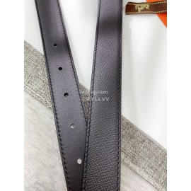 Hermes Soft Palm Calf Leather Pure Steel Buckle 24mm Belt For Women Black