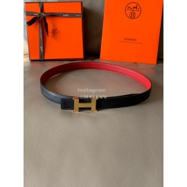 Hermes Calf Leather Stainless Steel Gold Buckle 24mm Belt For Women Red