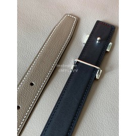 Hermes Calf Leather Stainless Steel Buckle 24mm Belt For Women Coffee
