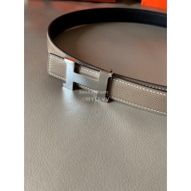 Hermes Calf Leather Stainless Steel Buckle 24mm Belt For Women Coffee