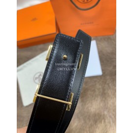 Hermes Litchi Grain Togo Leather Pure Steel Buckle 32mm Belt Brown