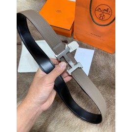 Hermes Litchi Grain Togo Leather Pure Steel Buckle 32mm Belt Coffee