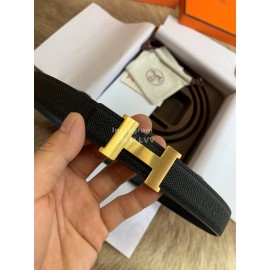 Hermes Palm Calf Leather Pure Steel Buckle 25mm Belt For Women Black