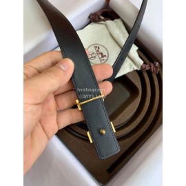 Hermes Palm Calf Leather Pure Steel Buckle 25mm Belt For Women Black