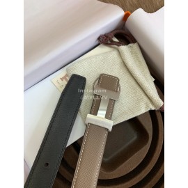 Hermes Palm Calf Leather Pure Steel Buckle 25mm Belt For Women Coffee