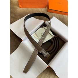 Hermes Palm Calf Leather Pure Steel Buckle 25mm Belt For Women Coffee