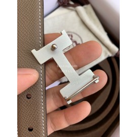 Hermes Palm Calf Leather Pure Steel Buckle 25mm Belt For Women Coffee