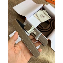 Hermes Palm Calf Leather Pure Steel Buckle 25mm Belt For Women Coffee