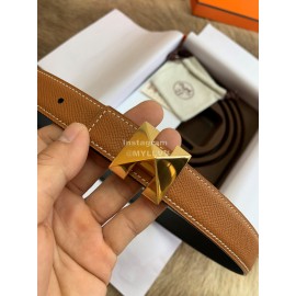 Hermes Palm Calf Leather Pure Steel Buckle 25mm Belt For Women Brown