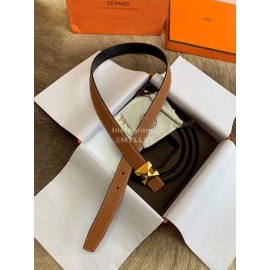 Hermes Palm Calf Leather Pure Steel Buckle 25mm Belt For Women Brown
