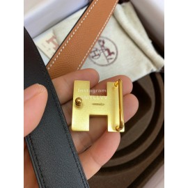 Hermes Palm Calf Leather Pure Steel Buckle 25mm Belt For Women Brown