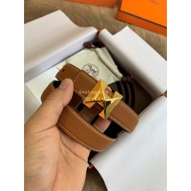 Hermes Palm Calf Leather Pure Steel Buckle 25mm Belt For Women Brown