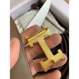 Hermes Palm Calf Leather Pure Steel Buckle 25mm Belt For Women White