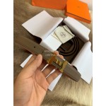 Hermes Palm Calf Leather Pure Steel Gold Buckle 25mm Belt For Women