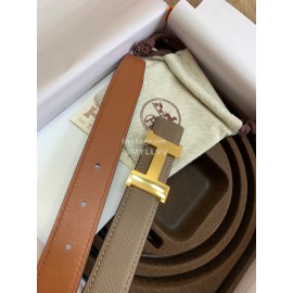 Hermes Palm Calf Leather Pure Steel Gold Buckle 25mm Belt For Women