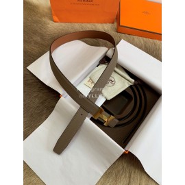 Hermes Palm Calf Leather Pure Steel Gold Buckle 25mm Belt For Women