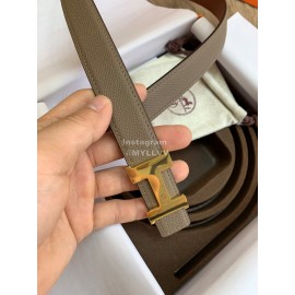 Hermes Palm Calf Leather Pure Steel Gold Buckle 25mm Belt For Women