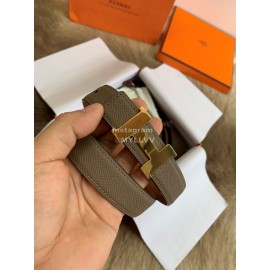 Hermes Palm Calf Leather Pure Steel Gold Buckle 25mm Belt For Women