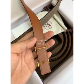 Hermes Palm Calf Leather Pure Steel Gold Buckle 25mm Belt For Women