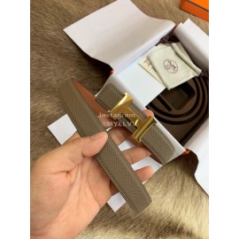Hermes Palm Calf Leather Pure Steel Gold Buckle 25mm Belt For Women