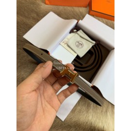 Hermes New Calf Leather Stainless Steel Buckle 13mm Belt Coffee